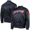 Boston Red Sox Wordmark Full-Snap Satin Varsity Jacket 1