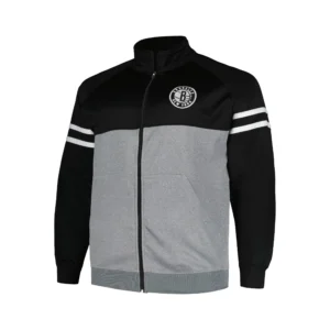 Brooklyn Nets Big & Tall Black and Grey Varsity Jacket