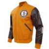 Brooklyn Nets Classic Tan and Brown Varsity Jacket 1