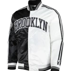 Brooklyn Nets Fast Break Black Varsity Jacket