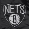 Brooklyn Nets Force Play Black Satin Varsity Jacket 2
