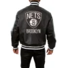 Brooklyn Nets Genuine Black Leather Jacket 1