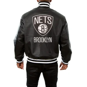 Brooklyn Nets Genuine Black Leather Jacket 1