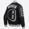 Brooklyn Nets Mashup Black Varsity Jacket 2