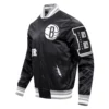 Brooklyn Nets Old English Rib Black Varsity Jacket 1