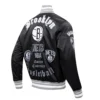 Brooklyn Nets Old English Rib Black Varsity Jacket 2