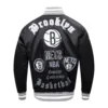 Brooklyn Nets Old English Rib Black Varsity Jacket 3