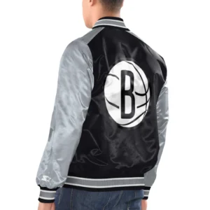 Brooklyn Nets Renegade Varsity Black and Silver Jacket 1