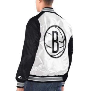 Brooklyn Nets Renegade Varsity White and Black Jacket 1