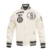 Brooklyn Nets Retro Classic Varsity Cream Jacket