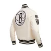 Brooklyn Nets Retro Classic Varsity Cream Jacket 2