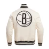 Brooklyn Nets Retro Classic Varsity Cream Jacket 3