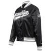 Brooklyn Nets Script Tail Black Satin Varsity Jacket 1