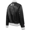 Brooklyn Nets Script Tail Black Satin Varsity Jacket 2
