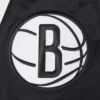 Brooklyn Nets Script Tail Black Satin Varsity Jacket 4