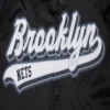 Brooklyn Nets Script Tail Black Satin Varsity Jacket 5