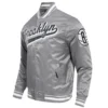 Brooklyn Nets Script Tail Grey Varsity Jacket 1
