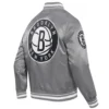 Brooklyn Nets Script Tail Grey Varsity Jacket 2