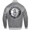 Brooklyn Nets Script Tail Grey Varsity Jacket 3