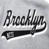 Brooklyn Nets Script Tail Grey and White Wool Varsity Jacket 5