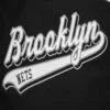 Brooklyn Nets Script Tail Wool Black Varsity Jacket 6