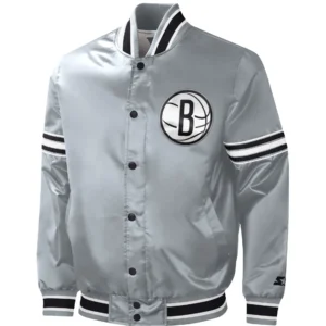 Brooklyn Nets Slider Grey Varsity Jacket