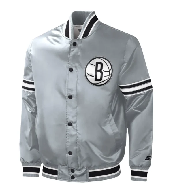 Brooklyn Nets Slider Grey Varsity Jacket