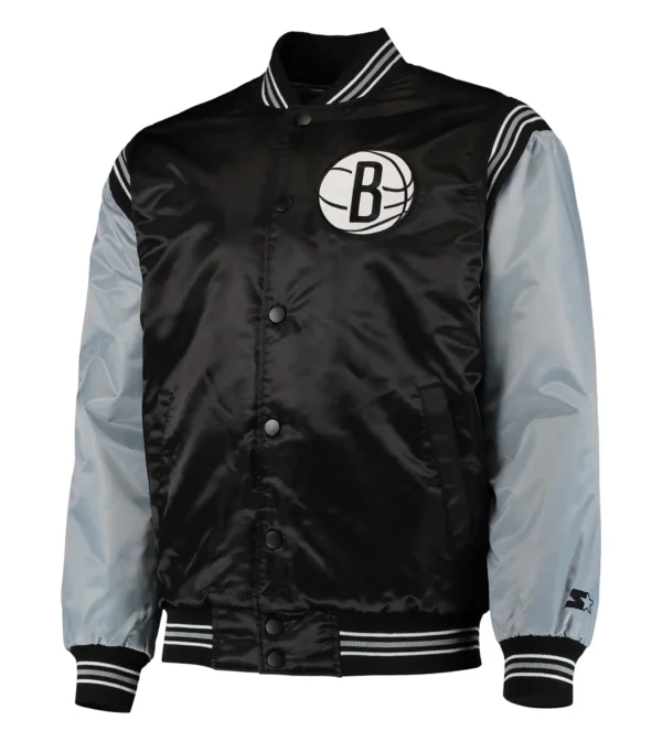 Black Brooklyn Nets The Enforcer Varsity Jacket