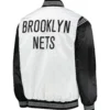 Brooklyn Nets The Enforcer White Varsity Jacket 1
