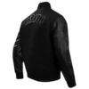 Brooklyn Nets Triple Black Wool and Leather Varsity Jacket 2