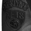 Brooklyn Nets Triple Black Wool and Leather Varsity Jacket 6
