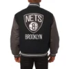 Brooklyn Nets Two Tone Black and Grey Varsity Jacket 1