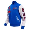 Buffalo Bills Animal Print Wool and Leather Varsity Blue Jacket 2