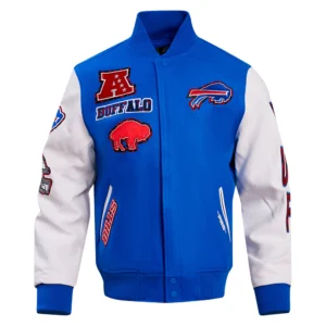 Buffalo Bills Animal Print Wool and Leather Varsity Blue Jacket