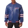 Buffalo Bills Blue Bomber Leather Varsity Jacket