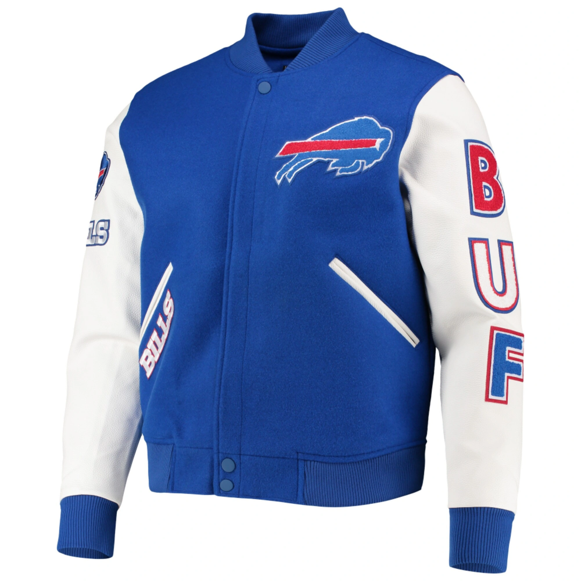 Buffalo Bills Classic Blue and White Wool Varsity Jacket