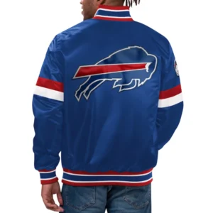 Buffalo Bills Home Game Blue Satin Varsity Jacket 1