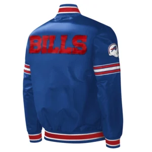 Buffalo Bills Midfield Blue Satin Varsity Jacket 1