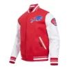 Buffalo Bills Old English Red and White Varsity Jacket 2