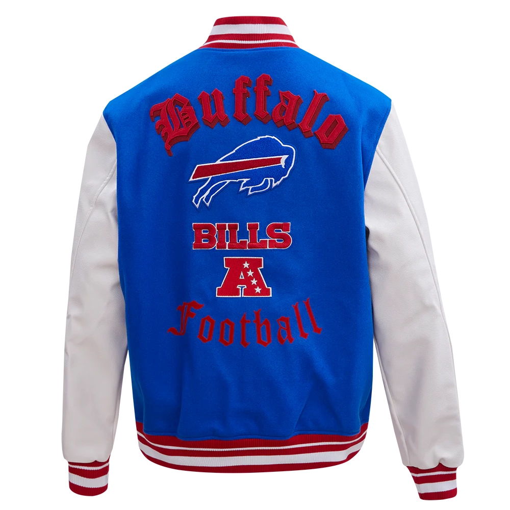 Buffalo Bills Old English Wool and Leather Varsity Jacket - Image 2