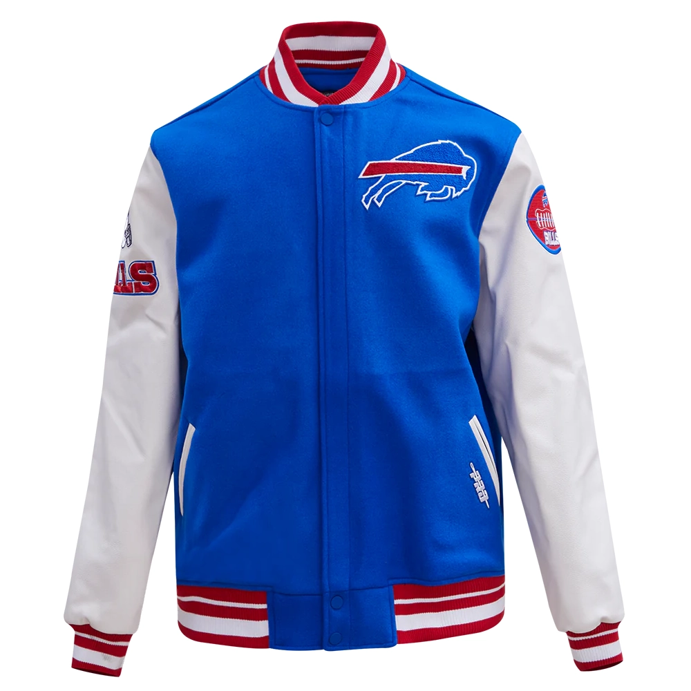 Buffalo Bills Old English Wool and Leather Varsity Jacket