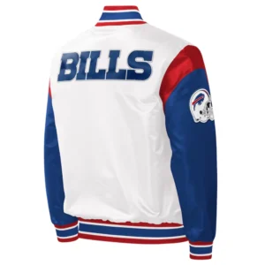 Buffalo Bills Pitch Satin White Varsity Jacket 1