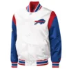 Buffalo Bills Pitch Satin White Varsity Jacket
