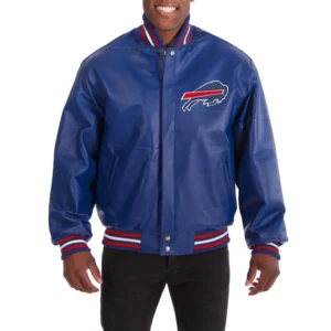 Buffalo Bills Real Blue Leather Varsity Jacket