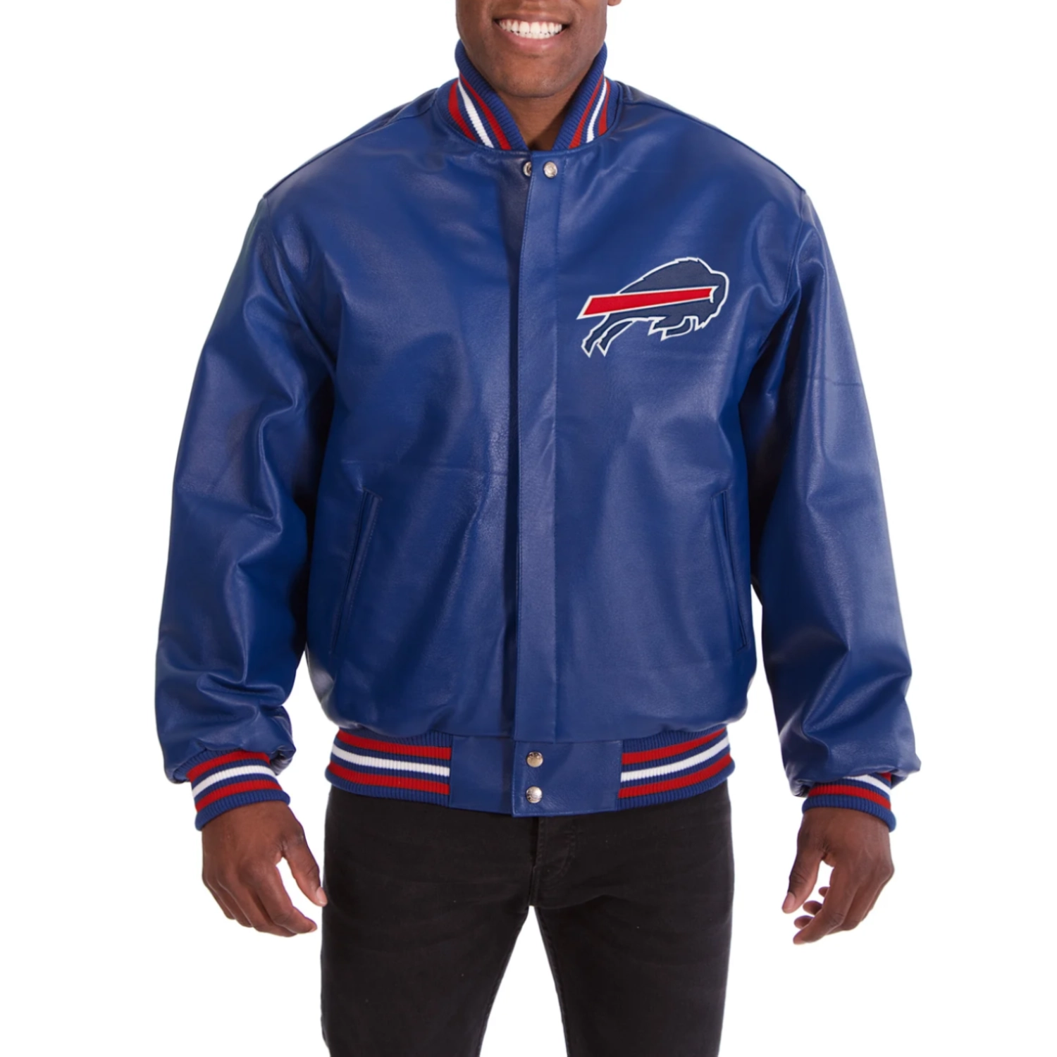 Buffalo Bills Real Blue Leather Varsity Jacket