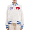 Buffalo Bills Retro Classic Cream Satin Varsity Jacket