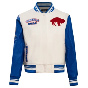 Buffalo Bills Retro Classic White Wool Varsity Jacket