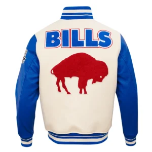 Buffalo Bills Retro Classic Wool White Varsity Jacket 1