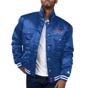 Buffalo Bills Silver Tab Trucker Blue Varsity Jacket