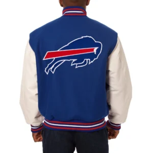 Buffalo Bills Two Tone Wool Varsity Royal Blue Jacket 1
